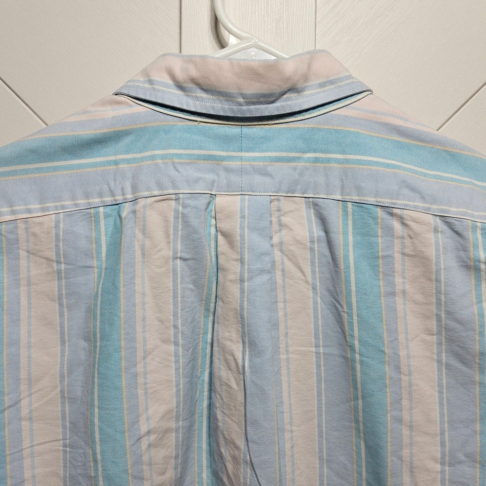 Ralph Lauren Button Down Shirt Mens 16.5-34 Blue Pink Striped Oxford Cotton - Picture 8 of 16